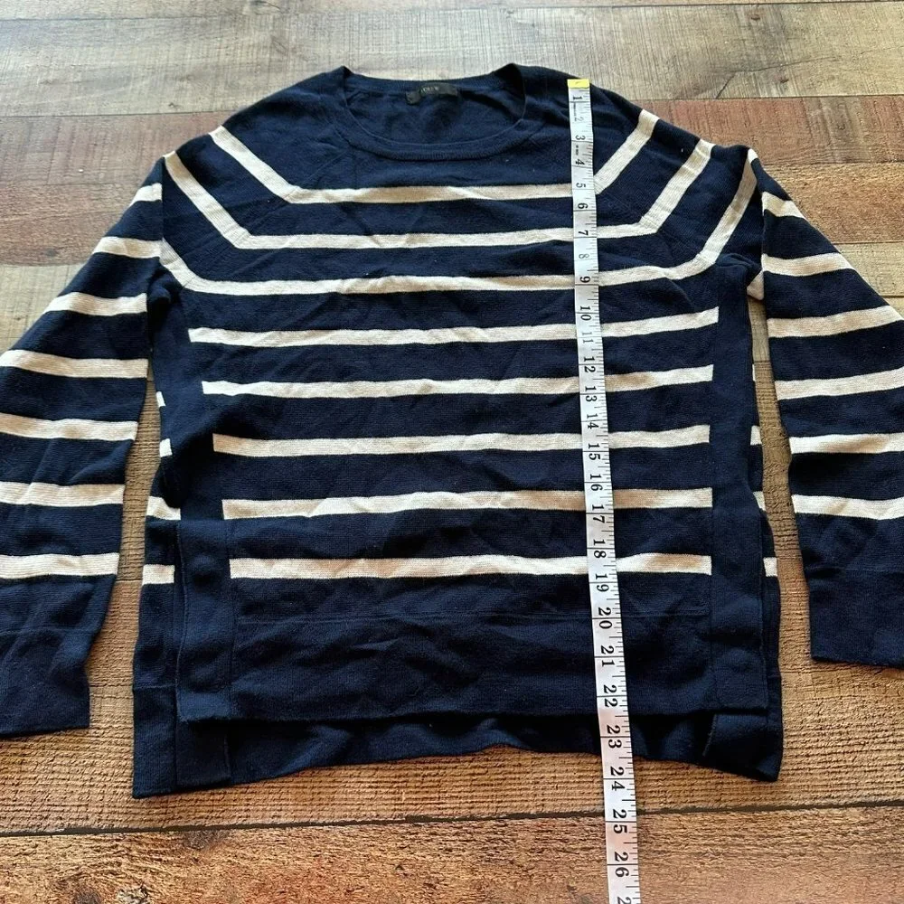 J. crew blue and white striped sweater men's small